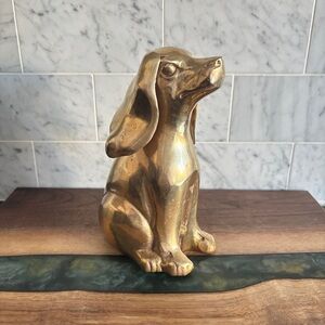 Vintage Brass Sitting Hound Dog Puppy